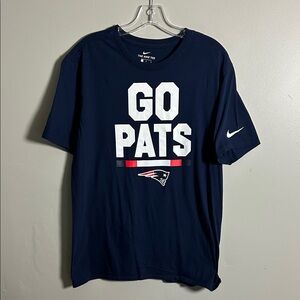 NFL Nike Go Pats New England Patriots Navy Blue T-Shirt 100% Cotton Size Large